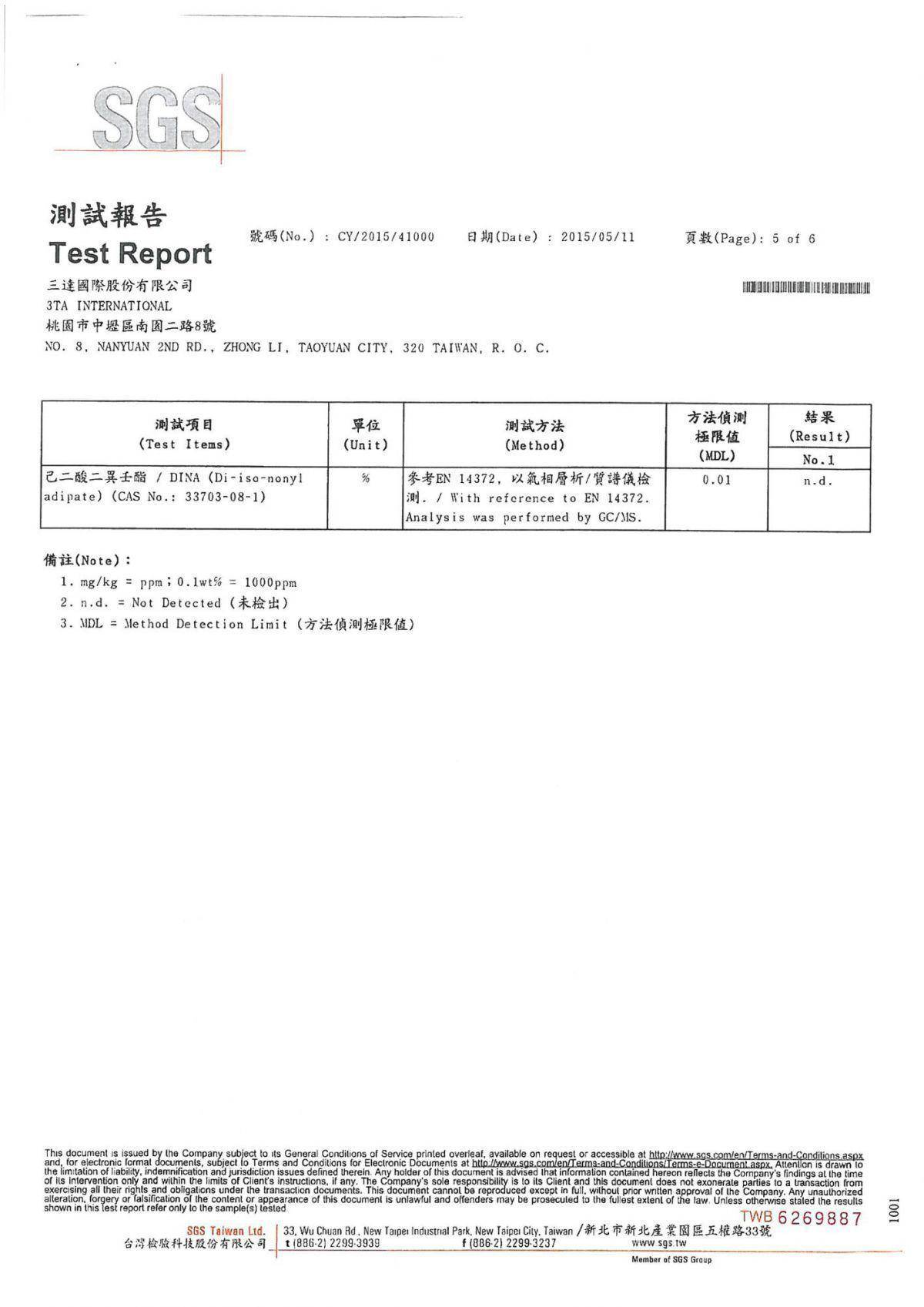 SGS-安全物質檢測報告
