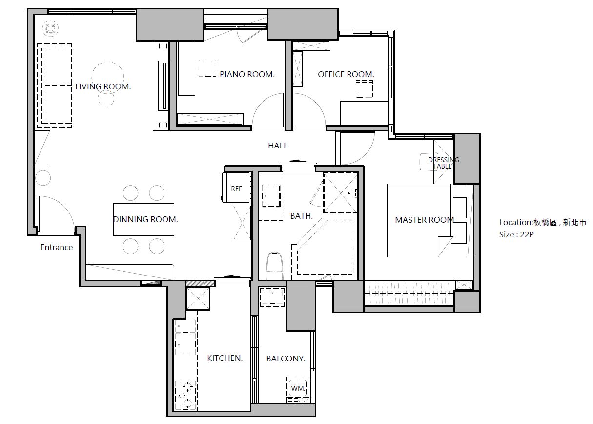 板橋｜木色光景｜22 坪_平面配置