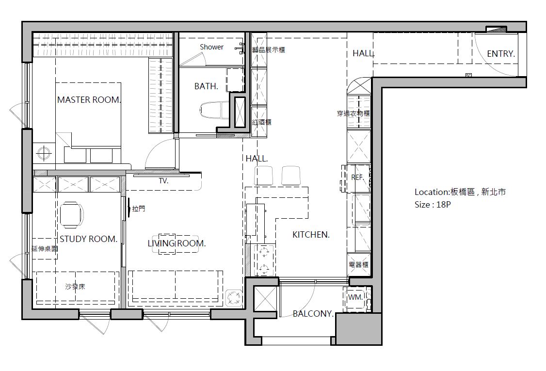 板橋｜弧光寓所_平面配置
