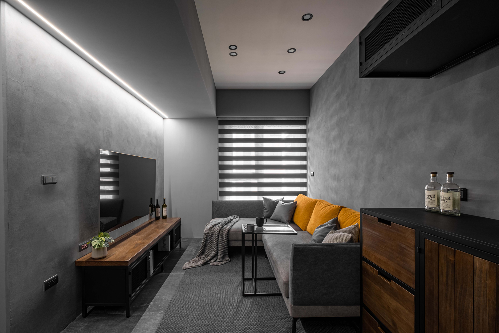 中和石墨光域_客廳全景_開燈