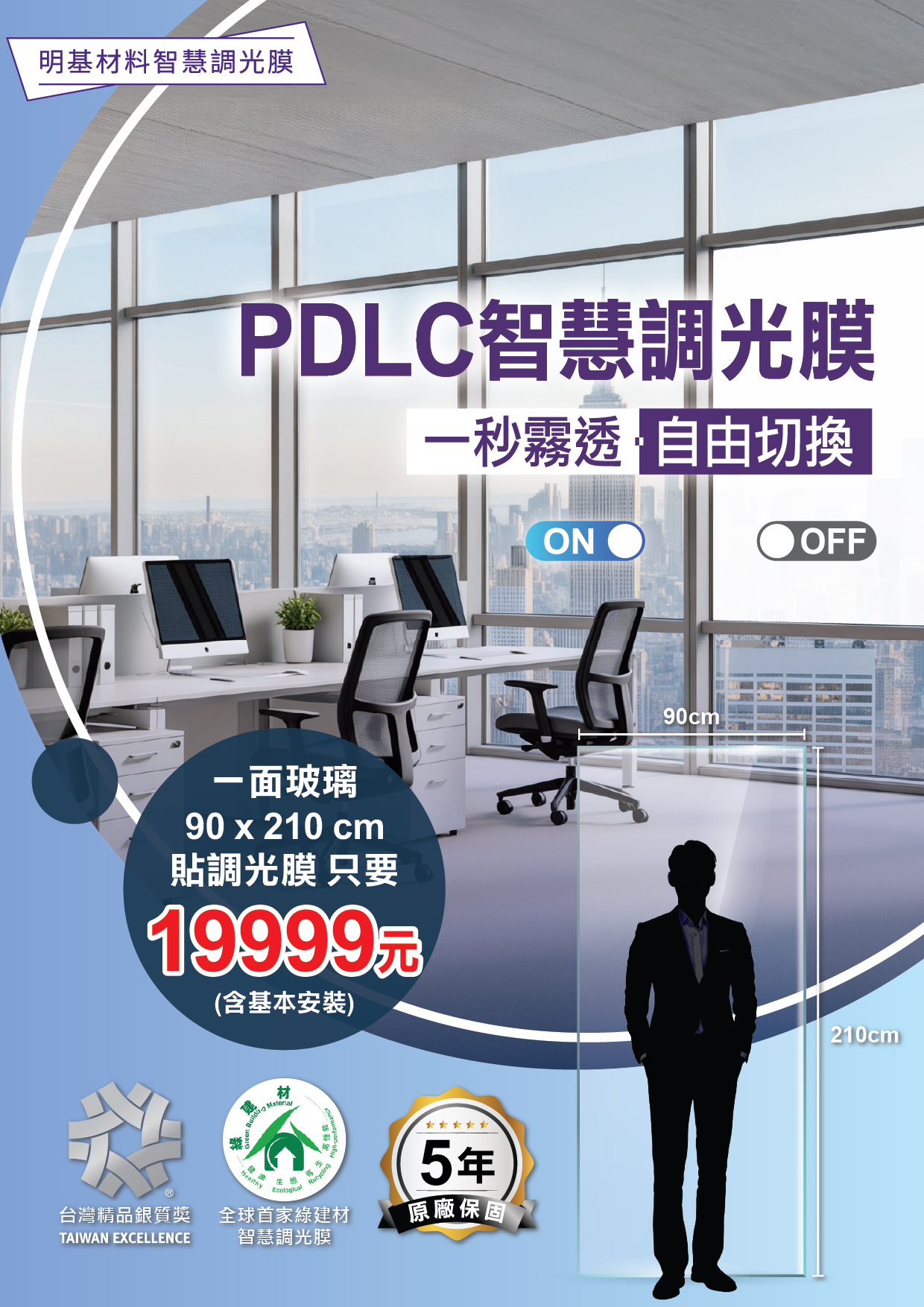 明基材料 PDLC 智慧調光膜-高效節能與智慧隱私控制方案