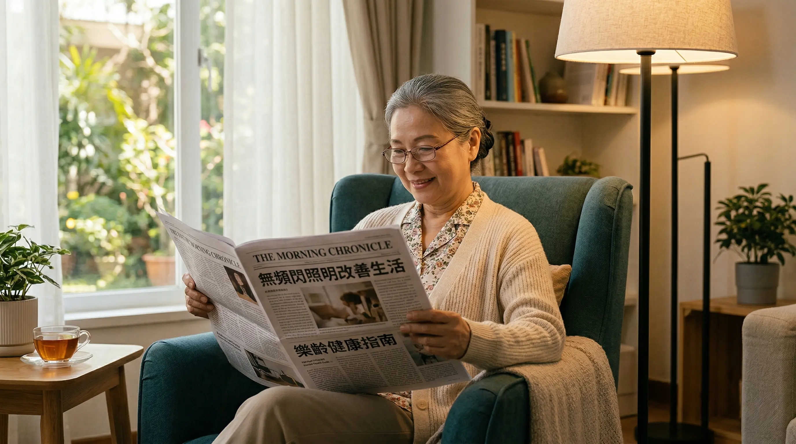 高演色性與均勻無眩光的平板燈,能大幅降低銀髮族在居家空間跌倒的風險