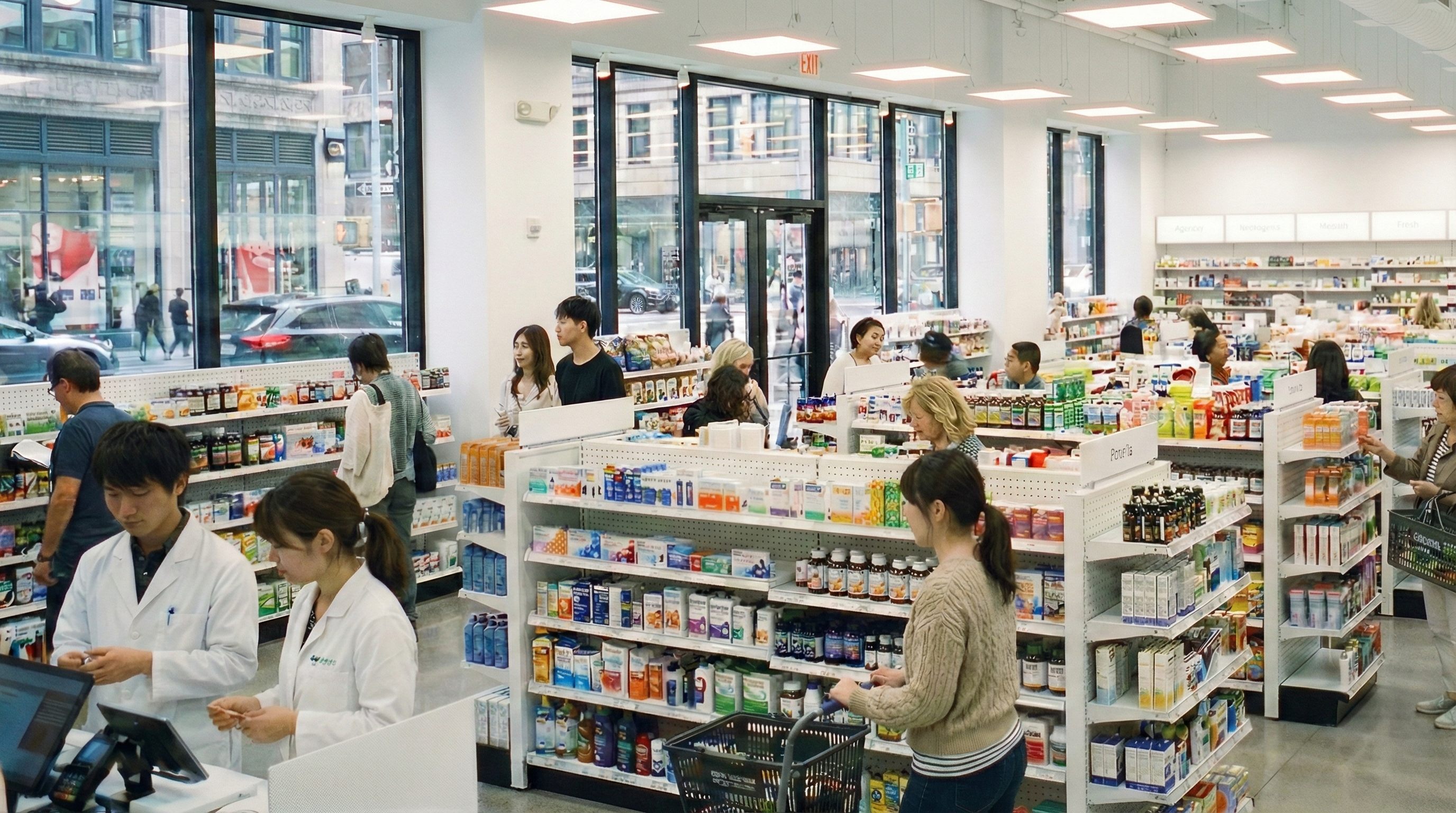 連鎖店面與藥妝店照明設計，明亮通透的燈光能有效提升來客率與商品質感